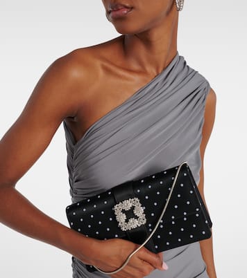 Clutch Capri aus Satin mit Kristallen | Manolo Blahnik
