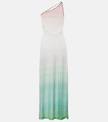 Open-knit one-shoulder lamé beach cover-up | Missoni