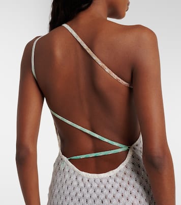 Open-knit one-shoulder lamé beach cover-up | Missoni