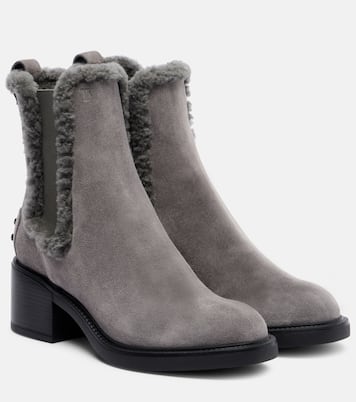 60 shearling-trimmed suede ankle boots | Tod's