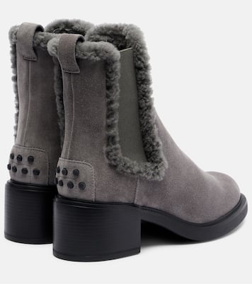 60 shearling-trimmed suede ankle boots | Tod's