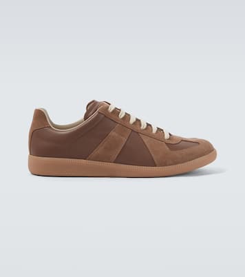 Replica leather-trimmed suede sneakers | Maison Margiela