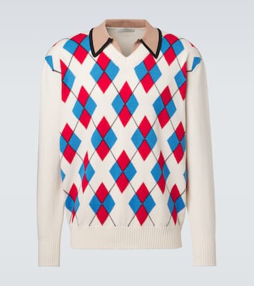 Argyle cotton-blend polo sweater | Dries Van Noten
