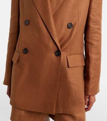 Double-breasted linen blazer | Brunello Cucinelli