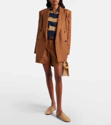 Double-breasted linen blazer | Brunello Cucinelli