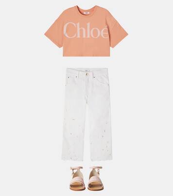 Logo leather sandals | Chloé Kids