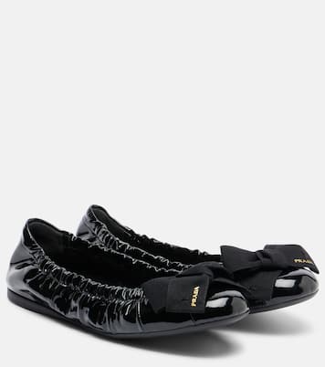 Bow-detail patent leather ballet flats | Prada