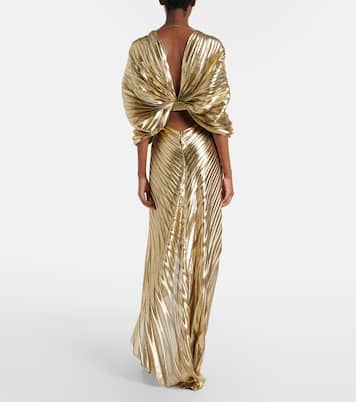 Asymmetric silk-blend lamé gown | Roberto Cavalli