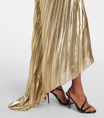 Asymmetric silk-blend lamé gown | Roberto Cavalli