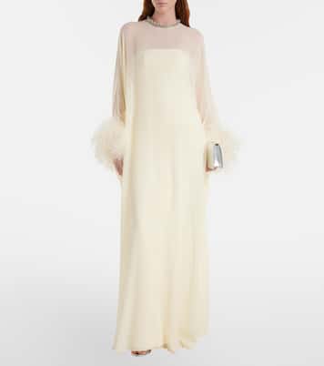 Robe aus Seidenchiffon mit Federn | Roland Mouret