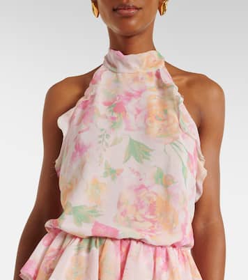 Malena floral ruffled asymmetric maxi dress | Bananhot