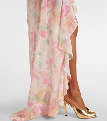 Malena floral ruffled asymmetric maxi dress | Bananhot