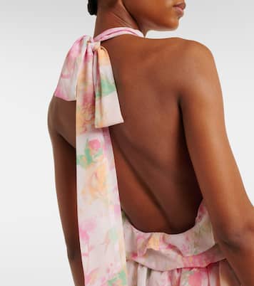 Malena floral ruffled asymmetric maxi dress | Bananhot