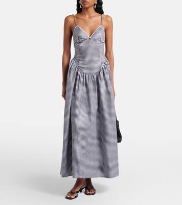 Paloma gingham cotton poplin maxi dress | Bananhot