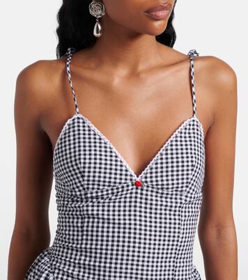 Paloma gingham cotton poplin maxi dress | Bananhot