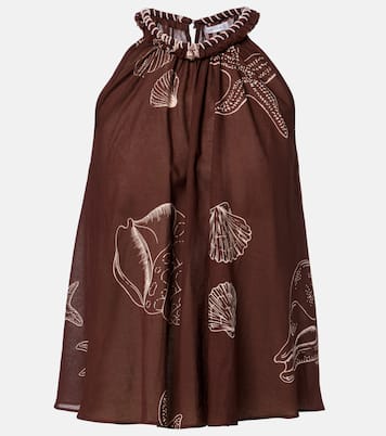 Cleo printed halterneck cotton top | Poupette St Barth