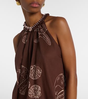 Cleo printed halterneck cotton top | Poupette St Barth