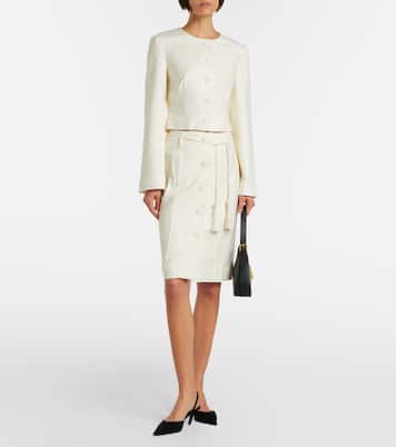 Elspeth belted wool midi skirt | Posse