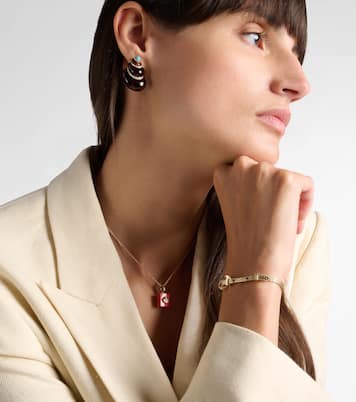 Coquillage 9kt gold earrings with diamonds and turquoise | Yvonne Léon