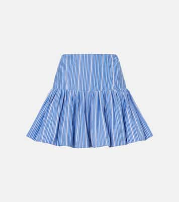 Striped cotton poplin miniskirt | Ganni