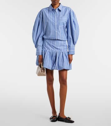 Striped cotton poplin miniskirt | Ganni