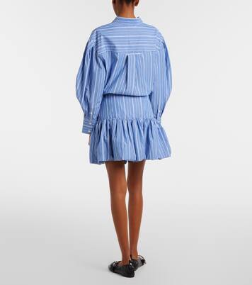 Striped cotton poplin miniskirt | Ganni