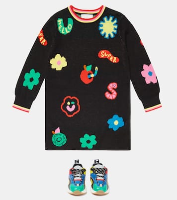 Intarsia cotton and wool dress | Stella McCartney Kids
