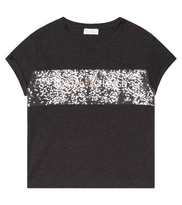 Embellished cotton jersey T-shirt | Brunello Cucinelli Kids