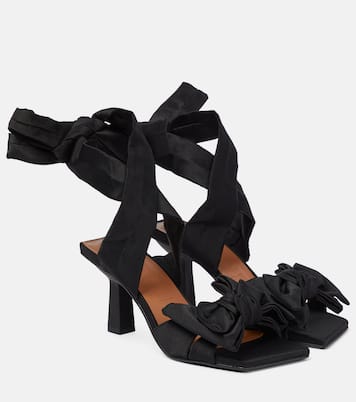 Bow-trimmed lace-up sandals | Ganni