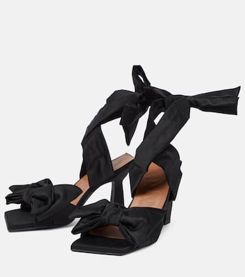 Bow-trimmed lace-up sandals | Ganni