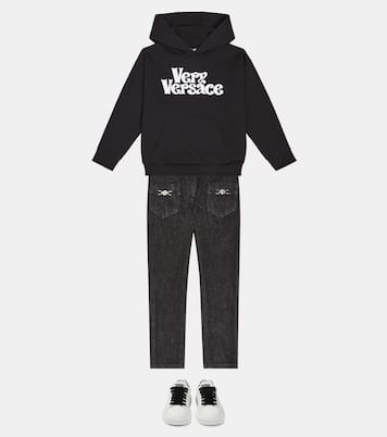 Printed cotton jersey hoodie | Versace Kids