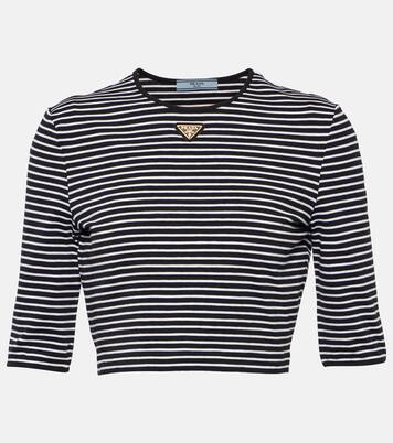 Logo cotton-blend crop top | Prada