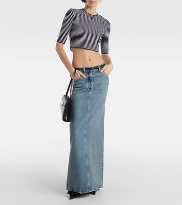 Logo cotton-blend crop top | Prada