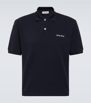 Logo cotton piqué polo shirt | Miu Miu