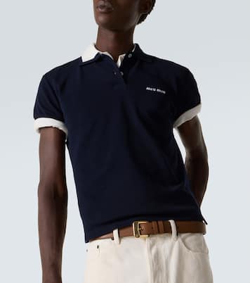 Logo cotton piqué polo shirt | Miu Miu