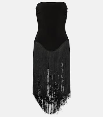 18" Fringe Bishop strapless minidress | Norma Kamali