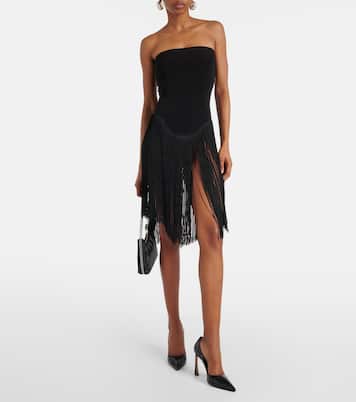 18" Fringe Bishop strapless minidress | Norma Kamali