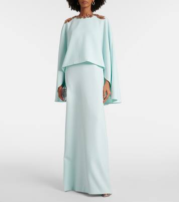 Robe longue Elin en crêpe à ornements | Costarellos