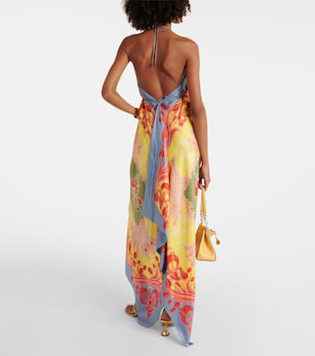 Printed halterneck silk beach dress | Etro