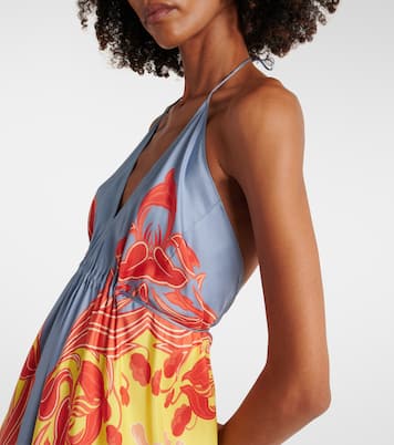 Printed halterneck silk beach dress | Etro