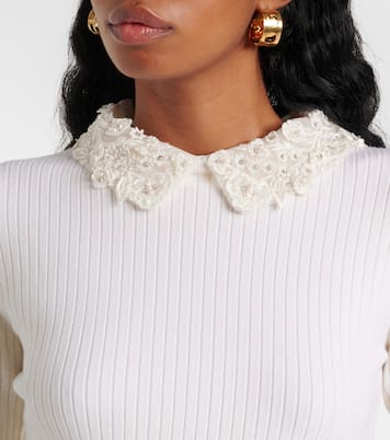 Verziertes Top aus Rippstrick | Carolina Herrera