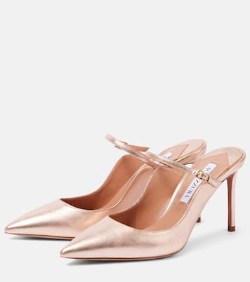 Mules Bellezza 85 de piel metalizada | Aquazzura