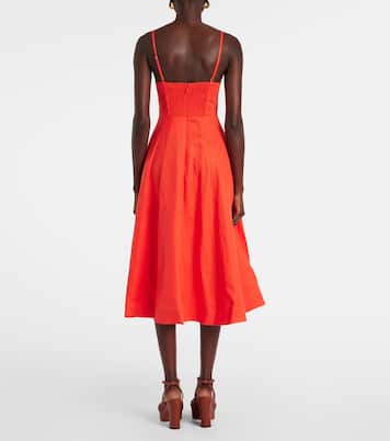 Crush bow-detail linen midi dress | Zimmermann