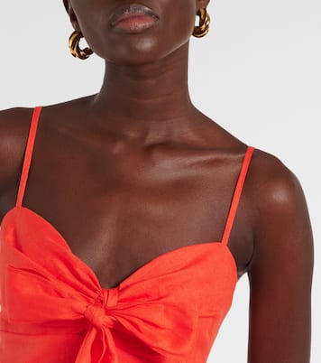 Crush bow-detail linen midi dress | Zimmermann