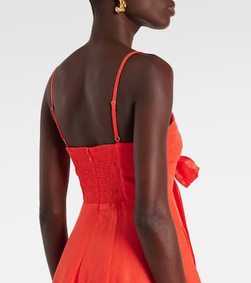 Crush bow-detail linen midi dress | Zimmermann