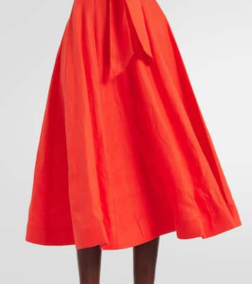 Crush bow-detail linen midi dress | Zimmermann