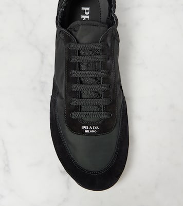 Collapse Re-Nylon suede-trimmed sneakers | Prada