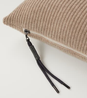 Ribbed-knit cashmere cushion | Brunello Cucinelli