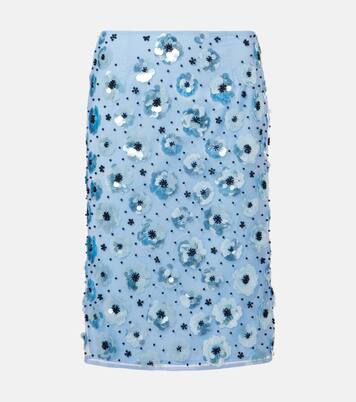 Mini-jupe à taille haute et à fleurs  | Rotate