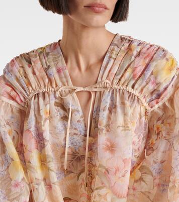 Illuminate floral linen and silk blouse | Zimmermann